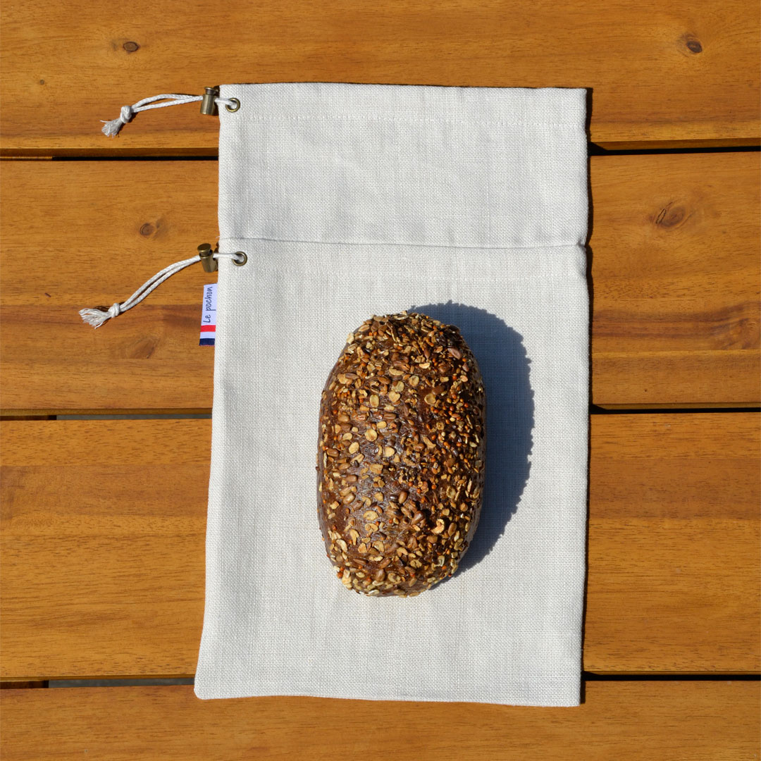 Sac à pain le pochon beige avec pain nordique