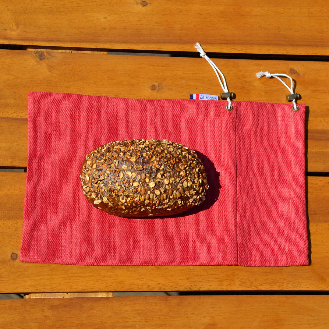 Sac à pain le pochon rouge avec pain nordique