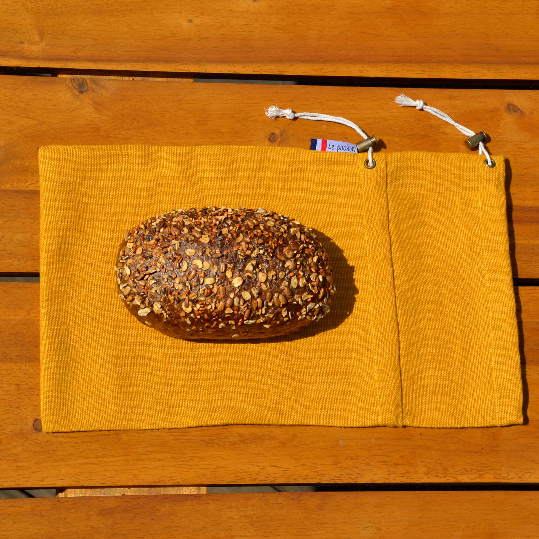 Sac à pain le pochon jaune avec pain nordique