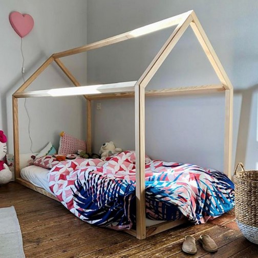 Lit cabane montessori en bois 90x190 cm