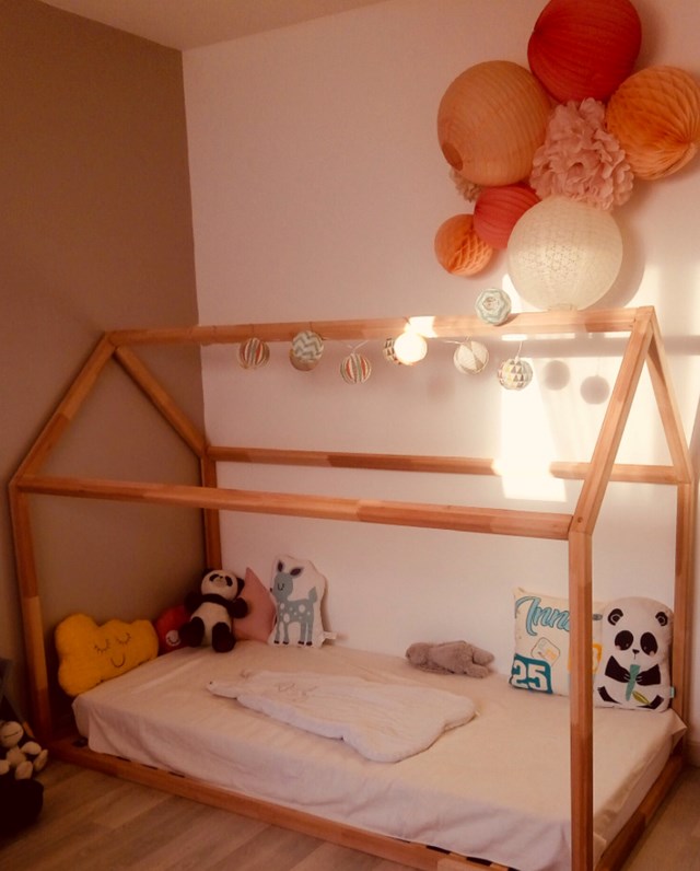 Lit cabane montessori 70x160 cm en bois