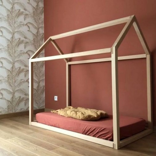 Lit cabane montessori en bois 70x140 cm