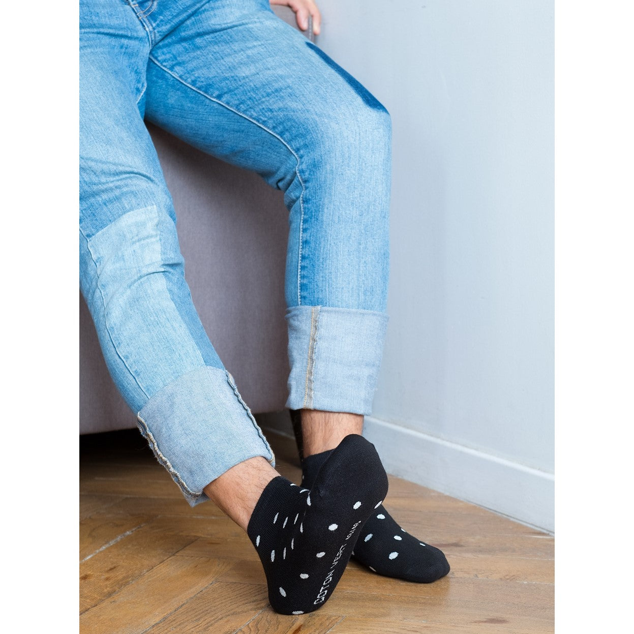 Les socquettes à pois en coton BIO | Noir/blanc 2