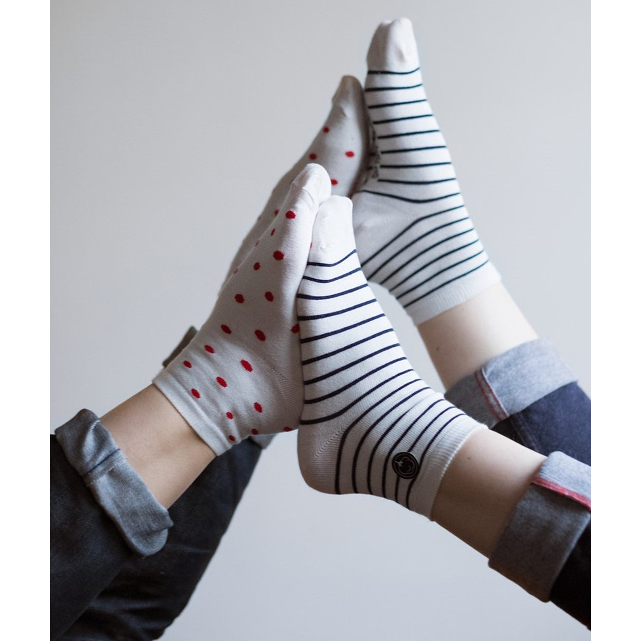 Les socquettes à pois en coton BIO | Blanc/rouge 4