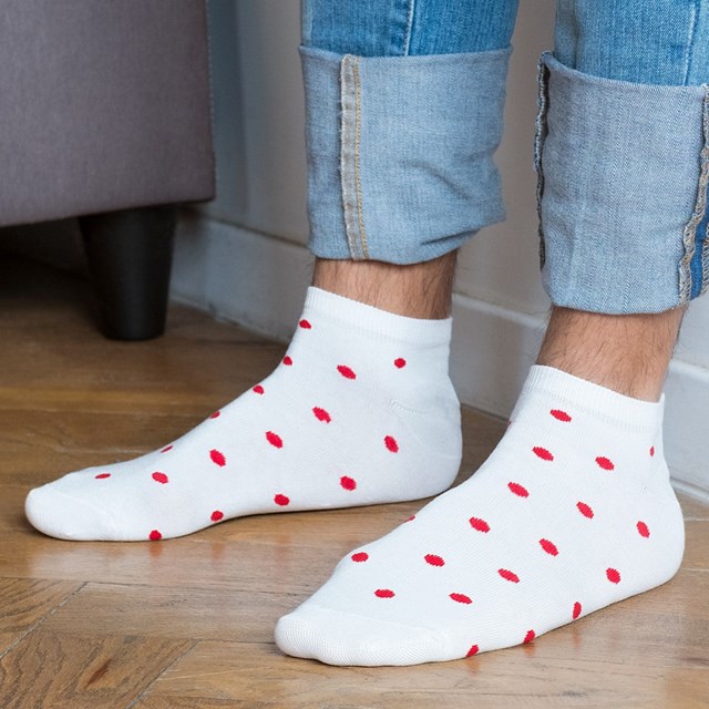 Les socquettes à pois en coton BIO | Blanc/rouge 3