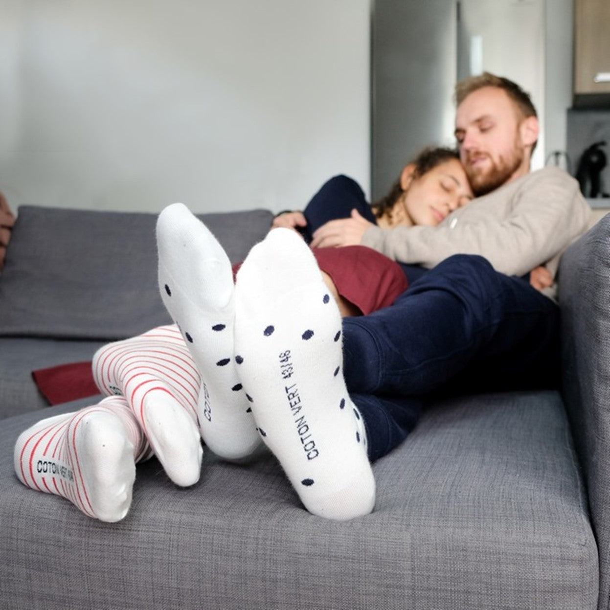 Les socquettes à pois en coton BIO | Blanc/bleu 4
