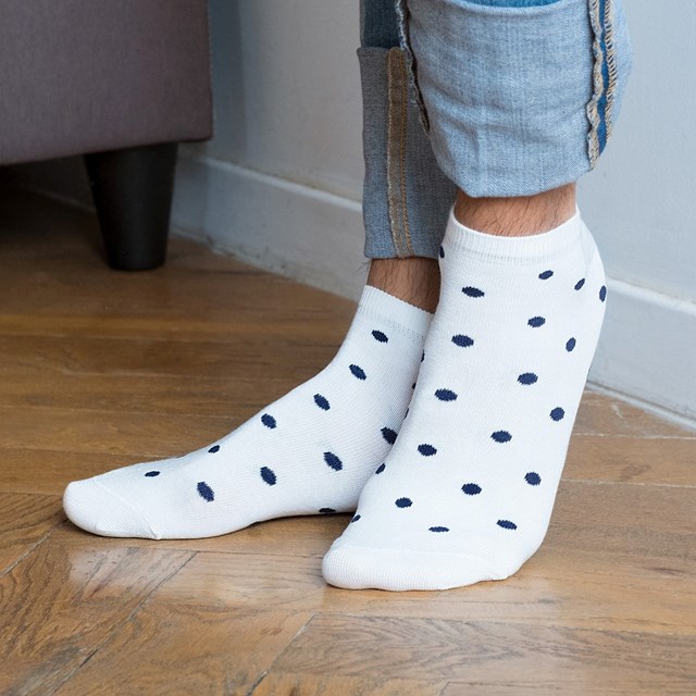 Les socquettes à pois en coton BIO | Blanc/bleu 3
