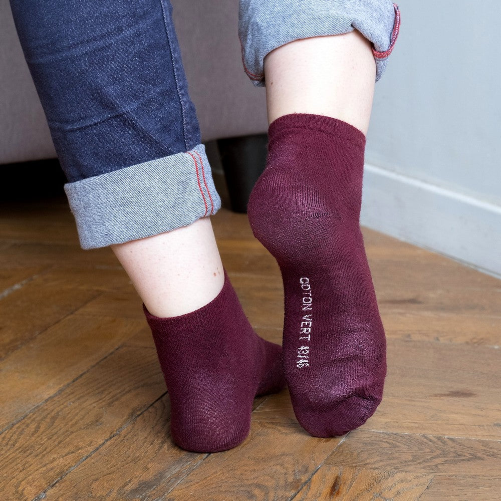 Les chaussettes basses unies en coton BIO | Bordeaux 5