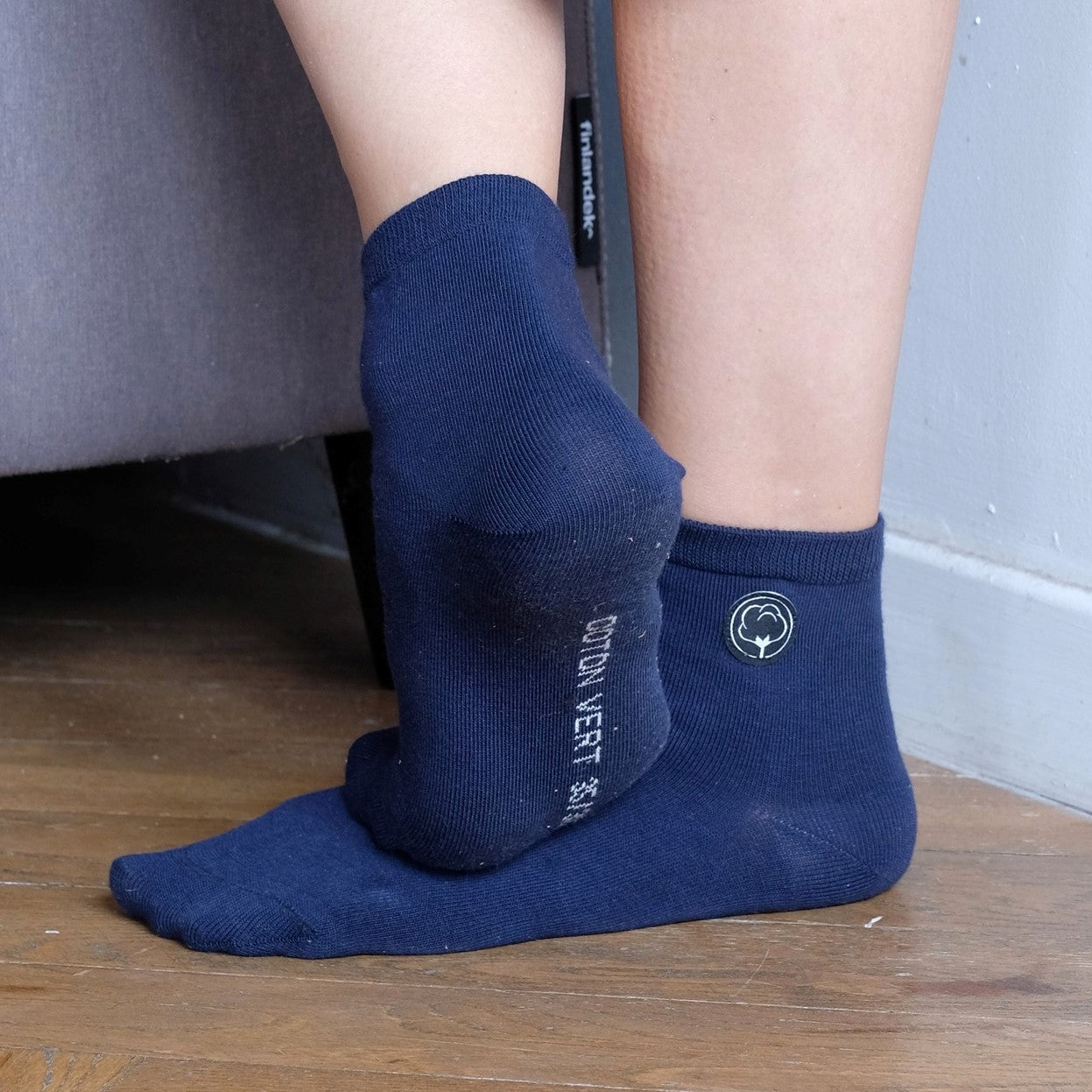 Les chaussettes basses unies en coton BIO | Bleu 4