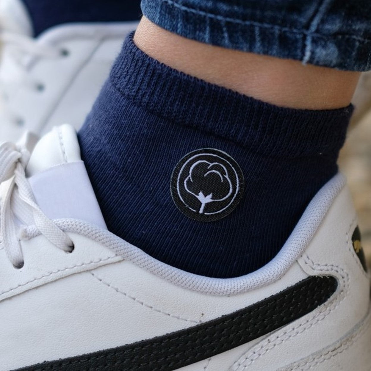 Les chaussettes basses unies en coton BIO | Bleu 6