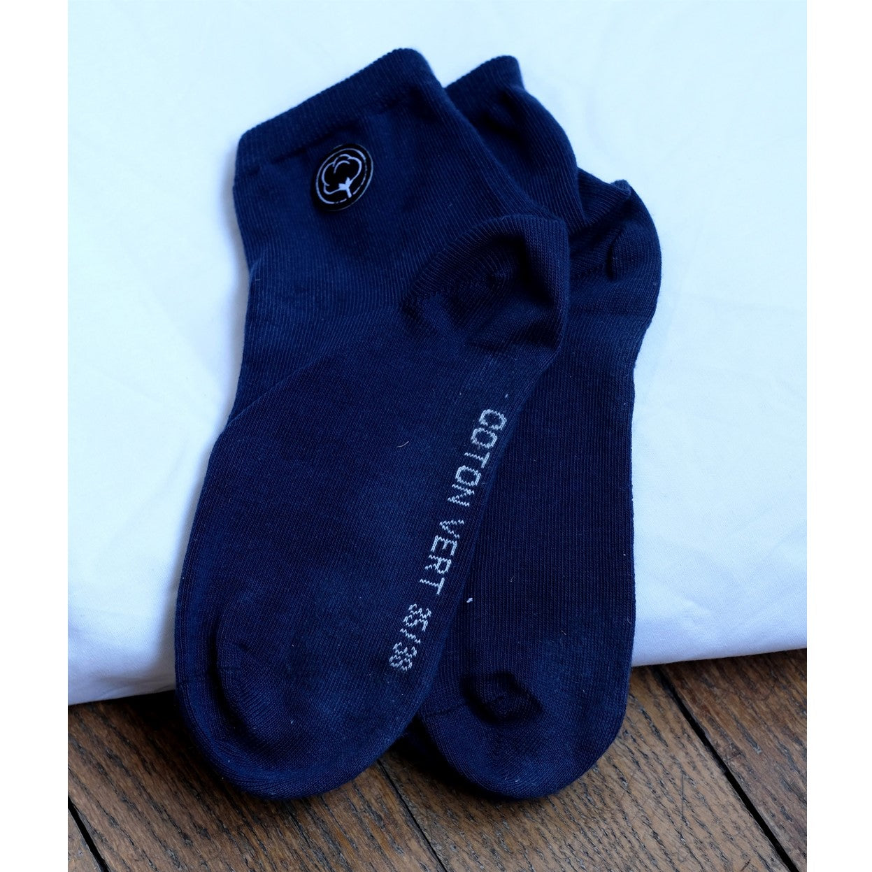Les chaussettes basses unies en coton BIO | Bleu 7