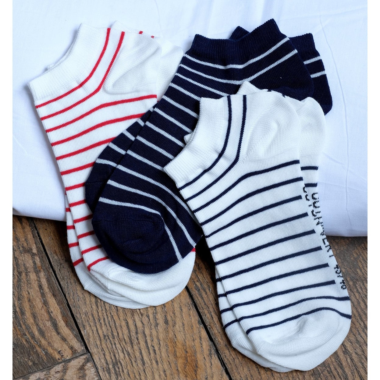 Les socquettes rayées en coton BIO | Blanc/rouge 2