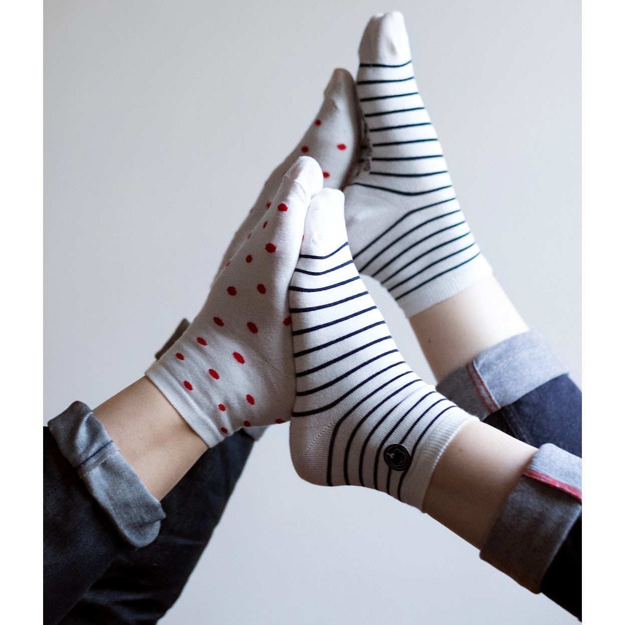 Les chaussettes basses rayées en coton BIO | Blanc/bleu 6