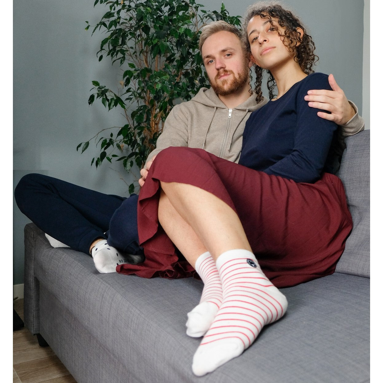 Les chaussettes basses rayées en coton BIO | Blanc/rouge 6