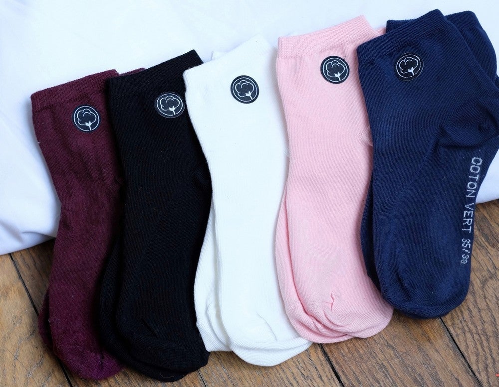 Les chaussettes basses unies en coton BIO | Blanc neige 2