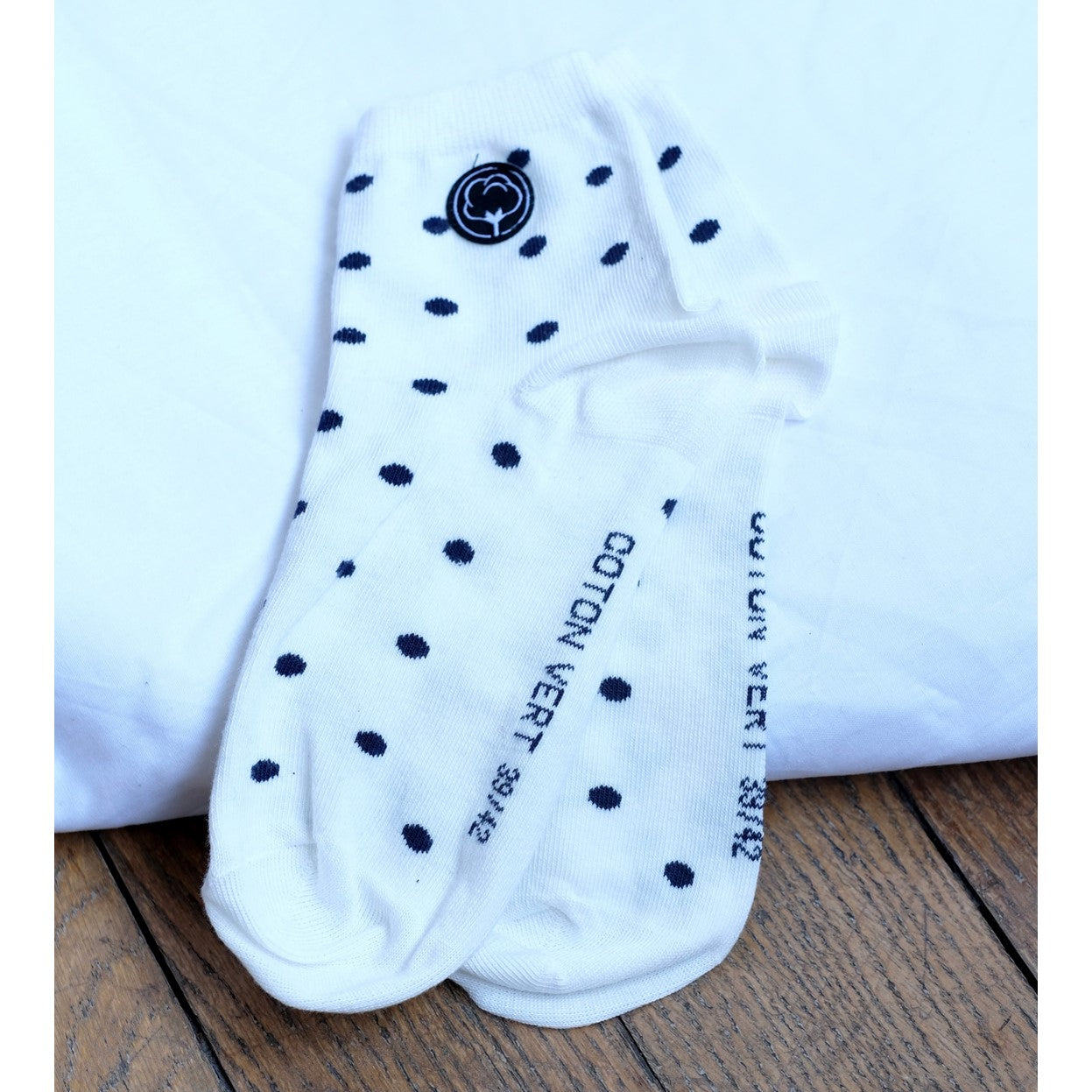 Les chaussettes basses à pois en coton BIO | Blanc/bleu 4