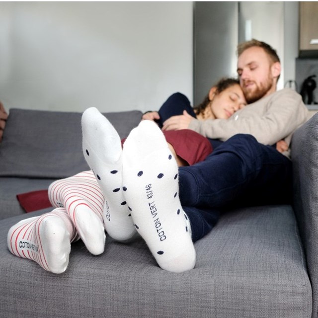 Les chaussettes basses à pois en coton BIO | Blanc/bleu 5