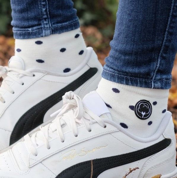 Les chaussettes basses à pois en coton BIO | Blanc/bleu 7
