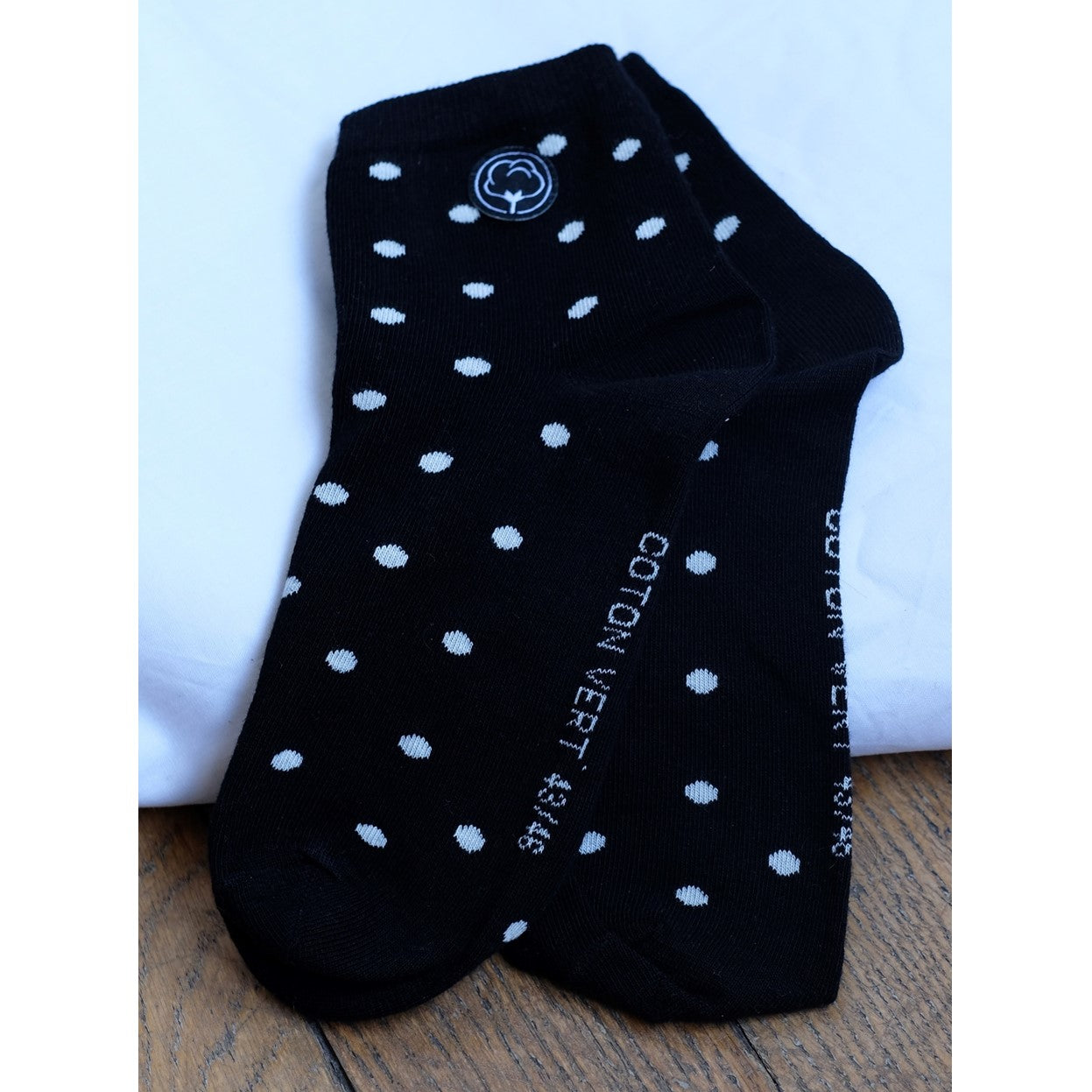 Les chaussettes basses à pois en coton BIO | Noir/blanc 4