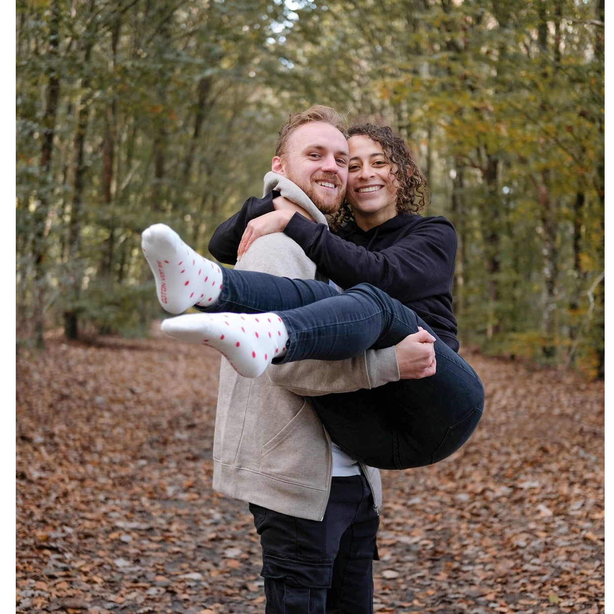 Les chaussettes basses à pois en coton BIO | Blanc/rouge 4