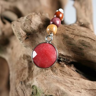 Boucles d'oreilles bois et pierre Quartz  - Emalia   