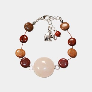 Bracelet bois multicolore et Quartz rose - Marica        