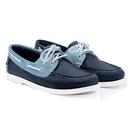 Chaussures bateau cuir bleu et bleu clair