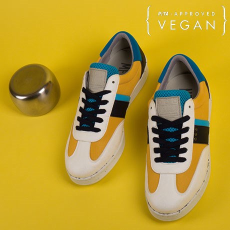 Baskets VIVACE Bleu, Jaune et Blanc 100% recyclée et végane Dessus
