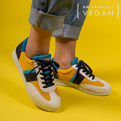 Baskets VIVACE Bleu, Jaune et Blanc 100% recyclée et végane porter Femme