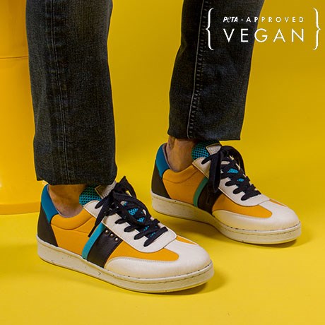 Baskets VIVACE Bleu, Jaune et Blanc 100% recyclée et végane porter Homme