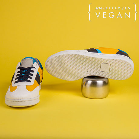 Baskets VIVACE Bleu, Jaune et Blanc 100% recyclée et végane Semelle