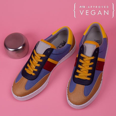 Baskets VIVACE Curry, Bleu Jean et Jaune 100% recyclée et végane Dessus