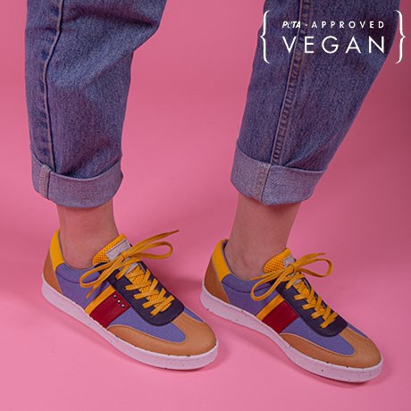 Baskets VIVACE Curry, Bleu Jean et Jaune 100% recyclée et végane Porter Femme