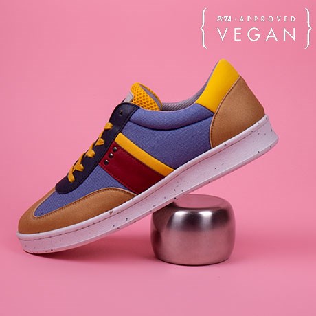 Baskets VIVACE Curry, Bleu Jean et Jaune 100% recyclée et végane Profil