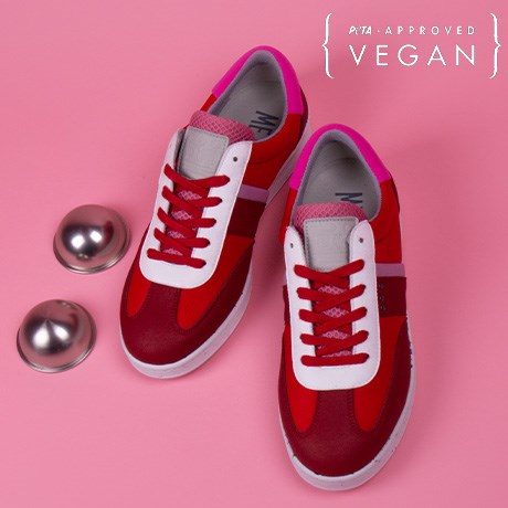 ME.LAND Baskets VIVACE Rouge, Rose et Blanche 100% recyclée et végane Dessus