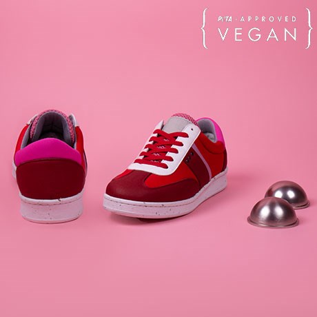 ME.LAND Baskets VIVACE Rouge, Rose et Blanche 100% recyclée et végane Dos et Face