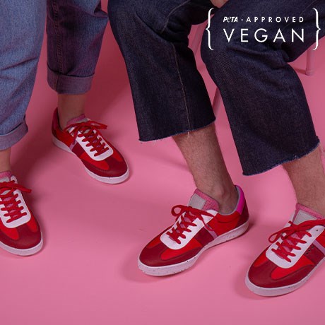 ME.LAND Baskets VIVACE Rouge, Rose et Blanche 100% recyclée et végane Porter Homme et Femme