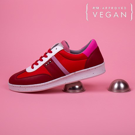 ME.LAND Baskets VIVACE Rouge, Rose et Blanche 100% recyclée et végane Profil