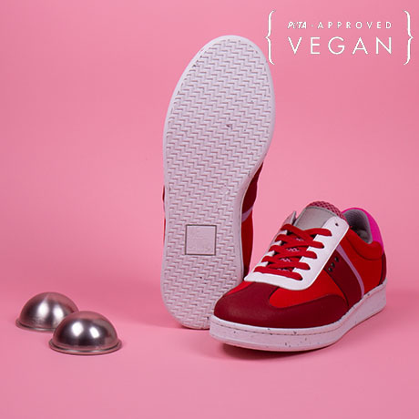 ME.LAND Baskets VIVACE Rouge, Rose et Blanche 100% recyclée et végane Semelle