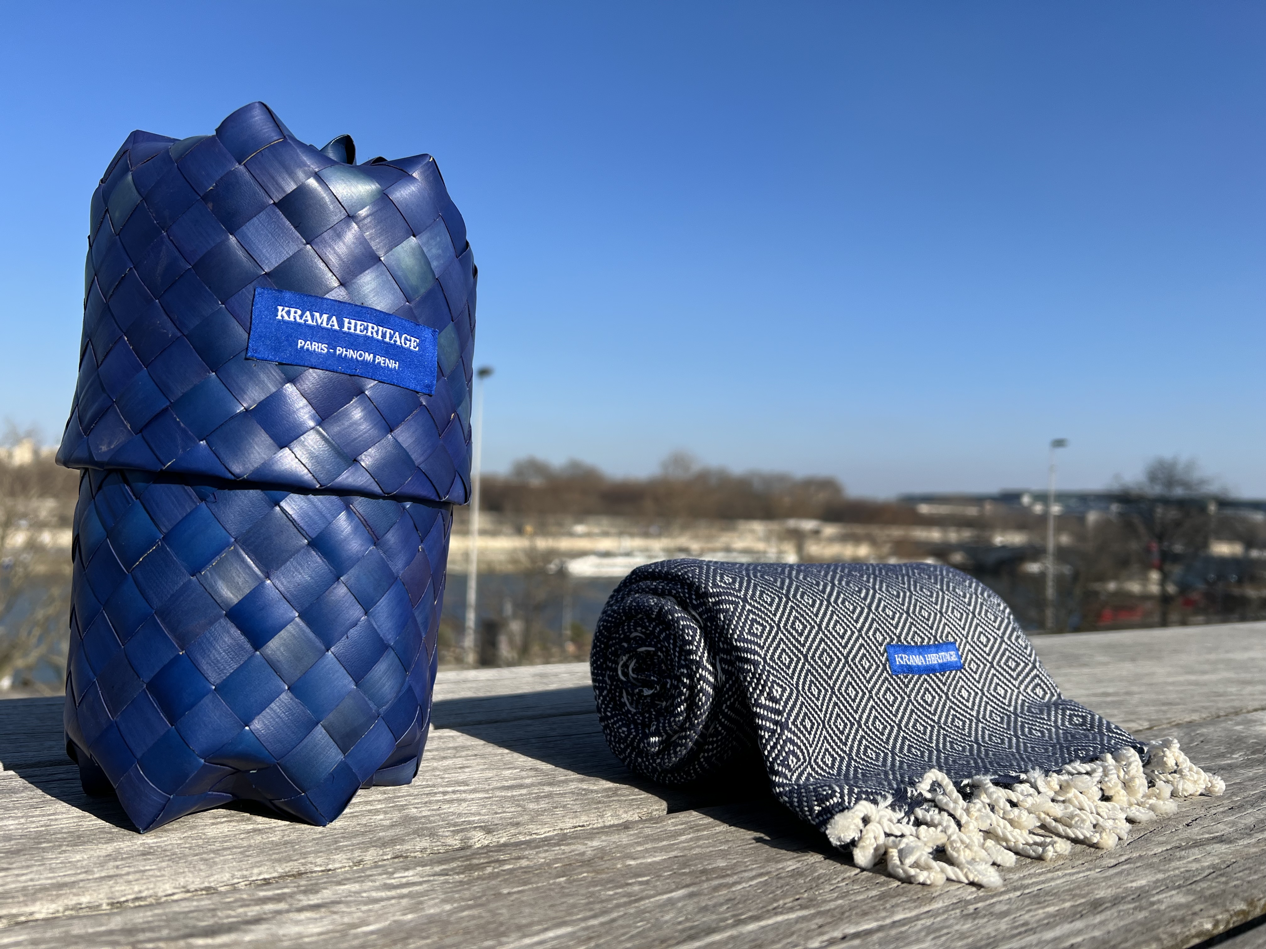 Le Grand Krama Chaud Bleu Marine 6