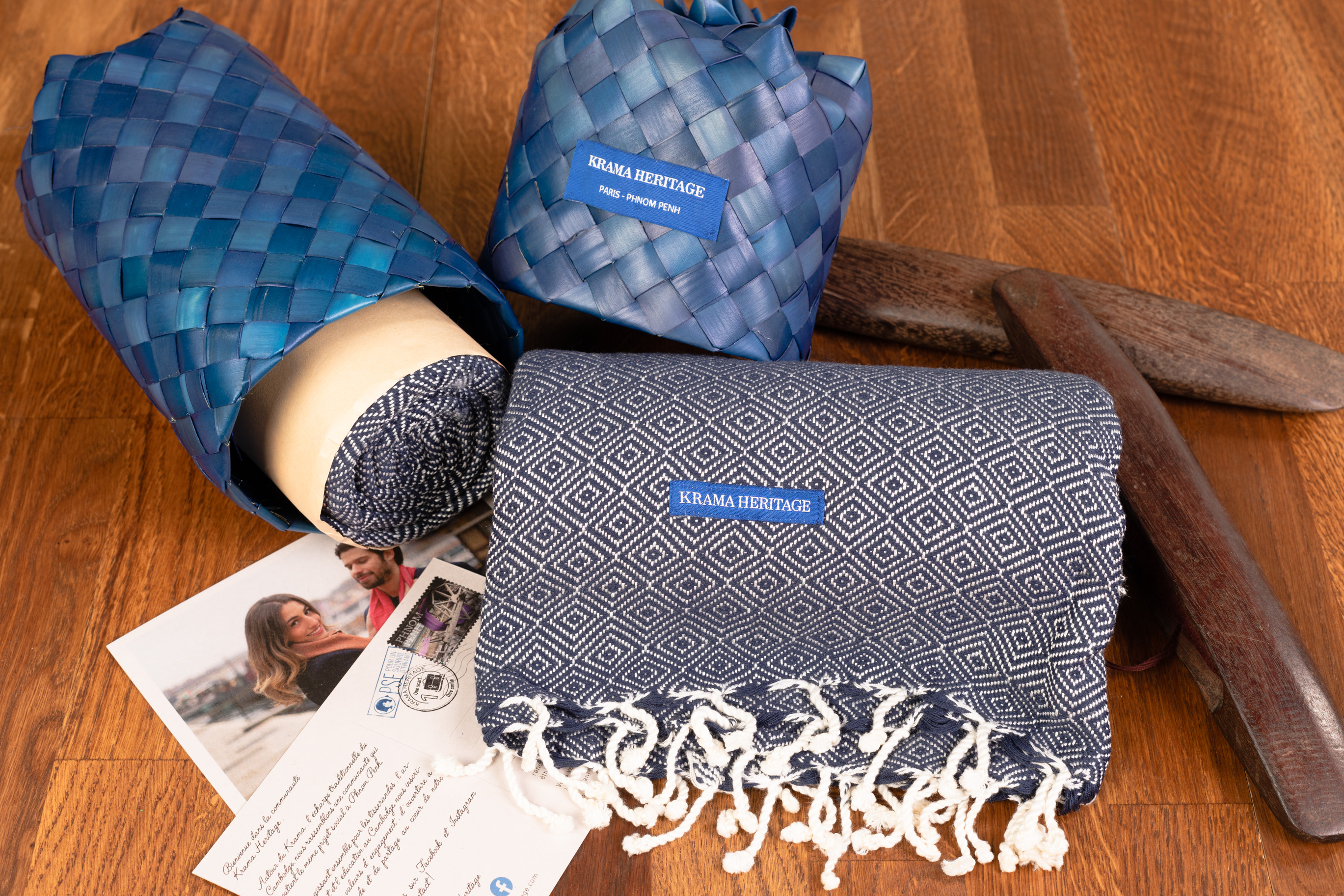 Le Grand Krama Chaud Bleu Marine 2