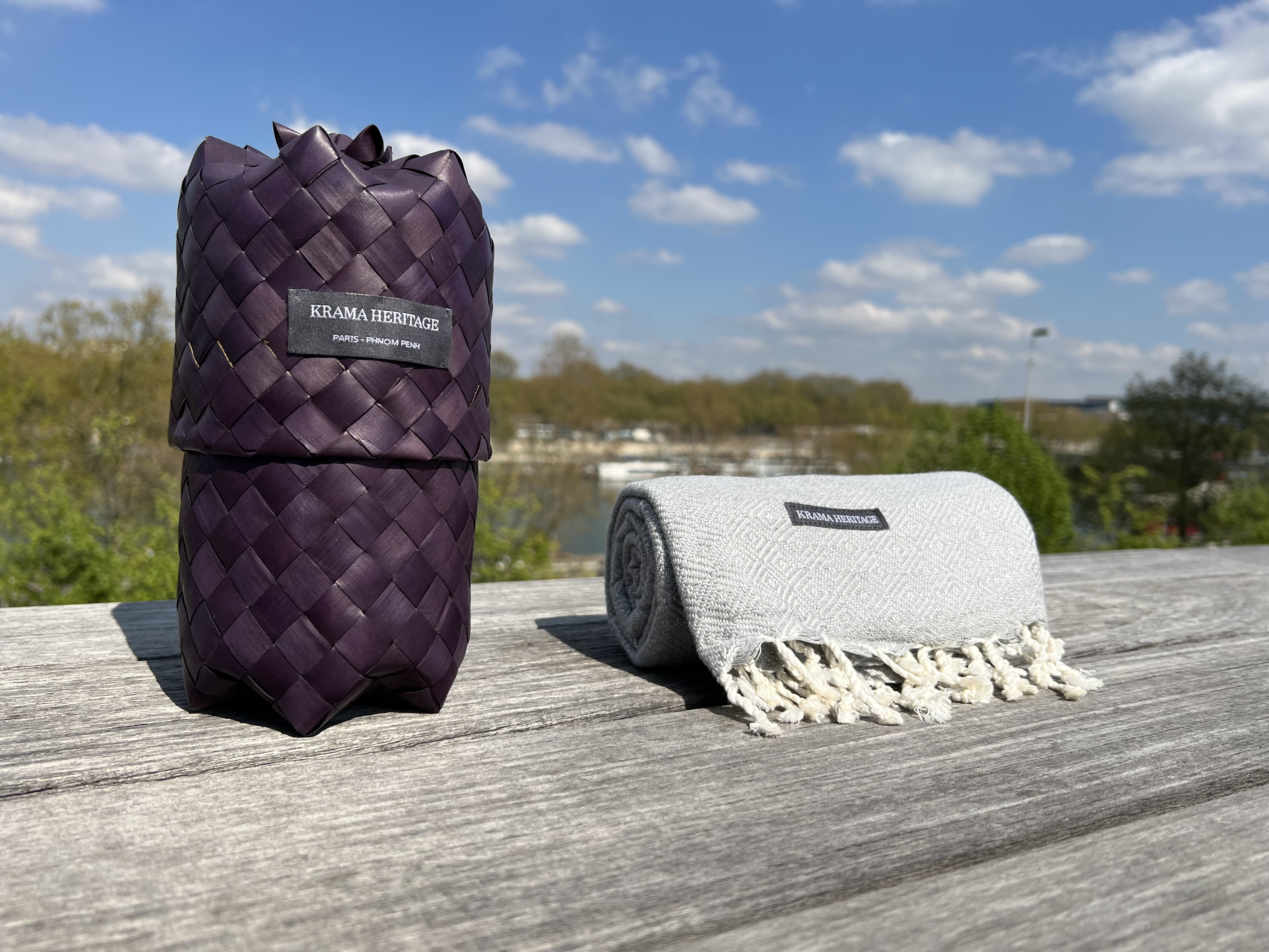 Le Grand Krama Chaud Gris Perle 6