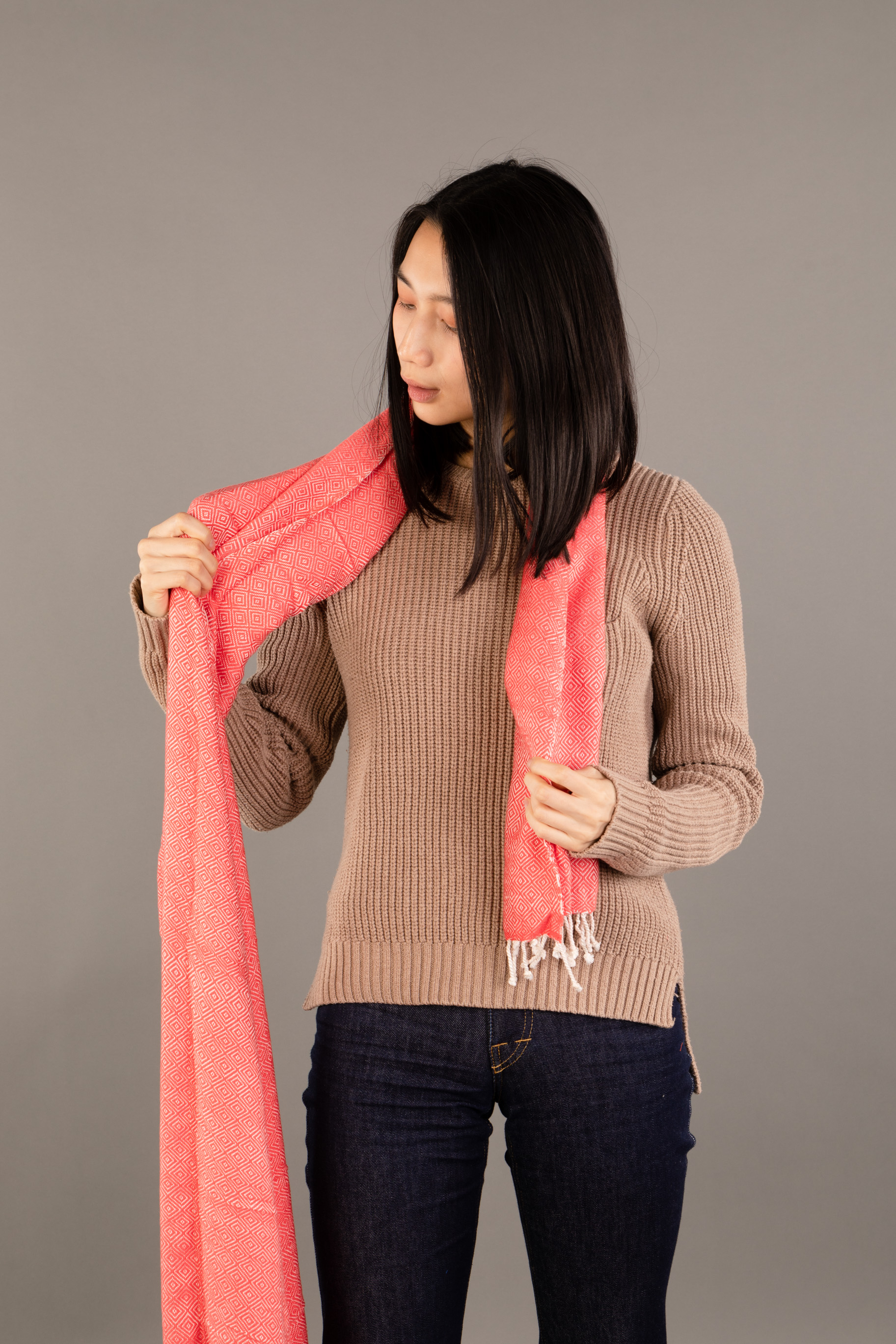 Le Grand Krama Chaud Orange Corail 3