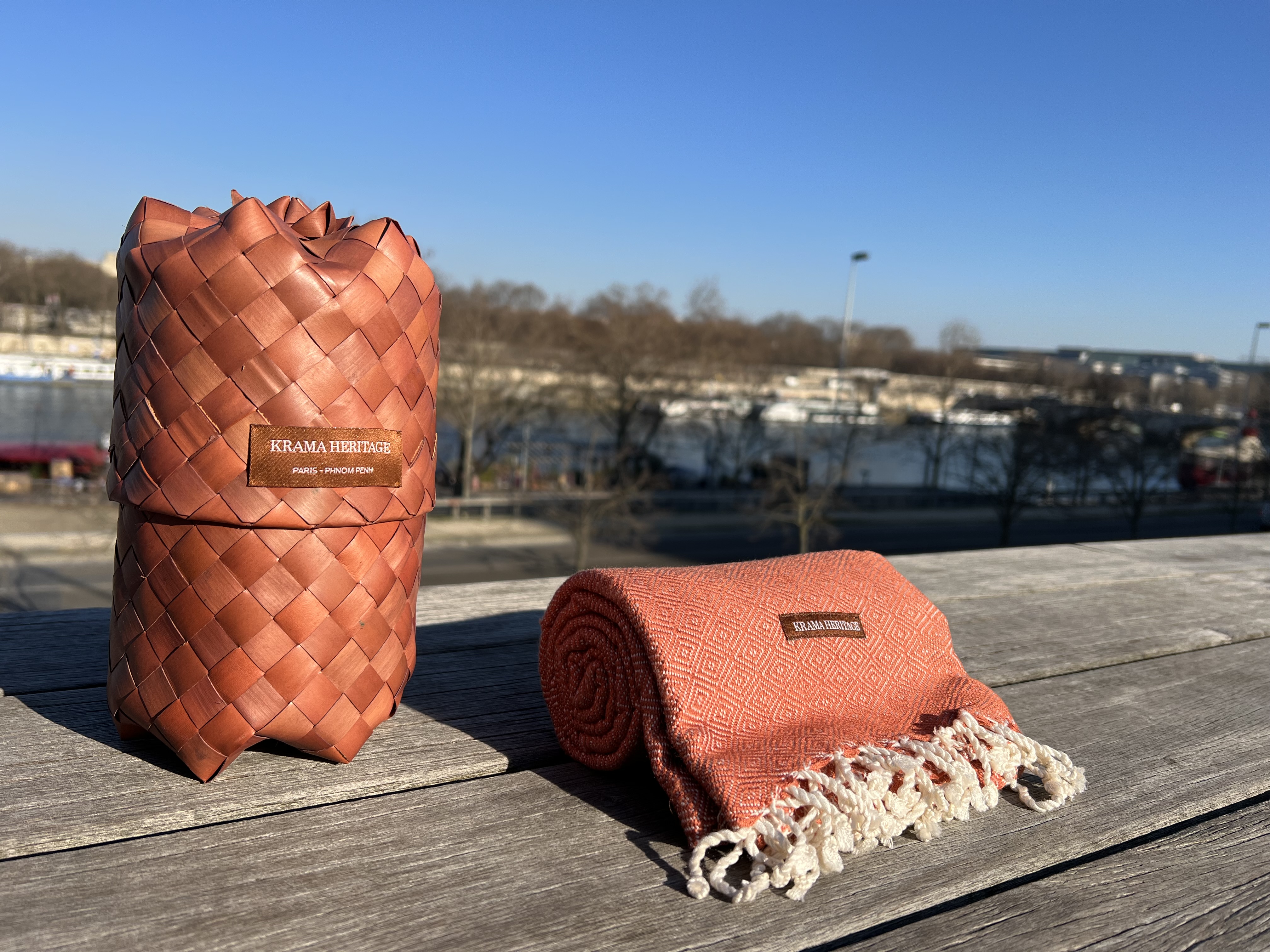 Le Grand Krama Chaud Beige Ocre 6