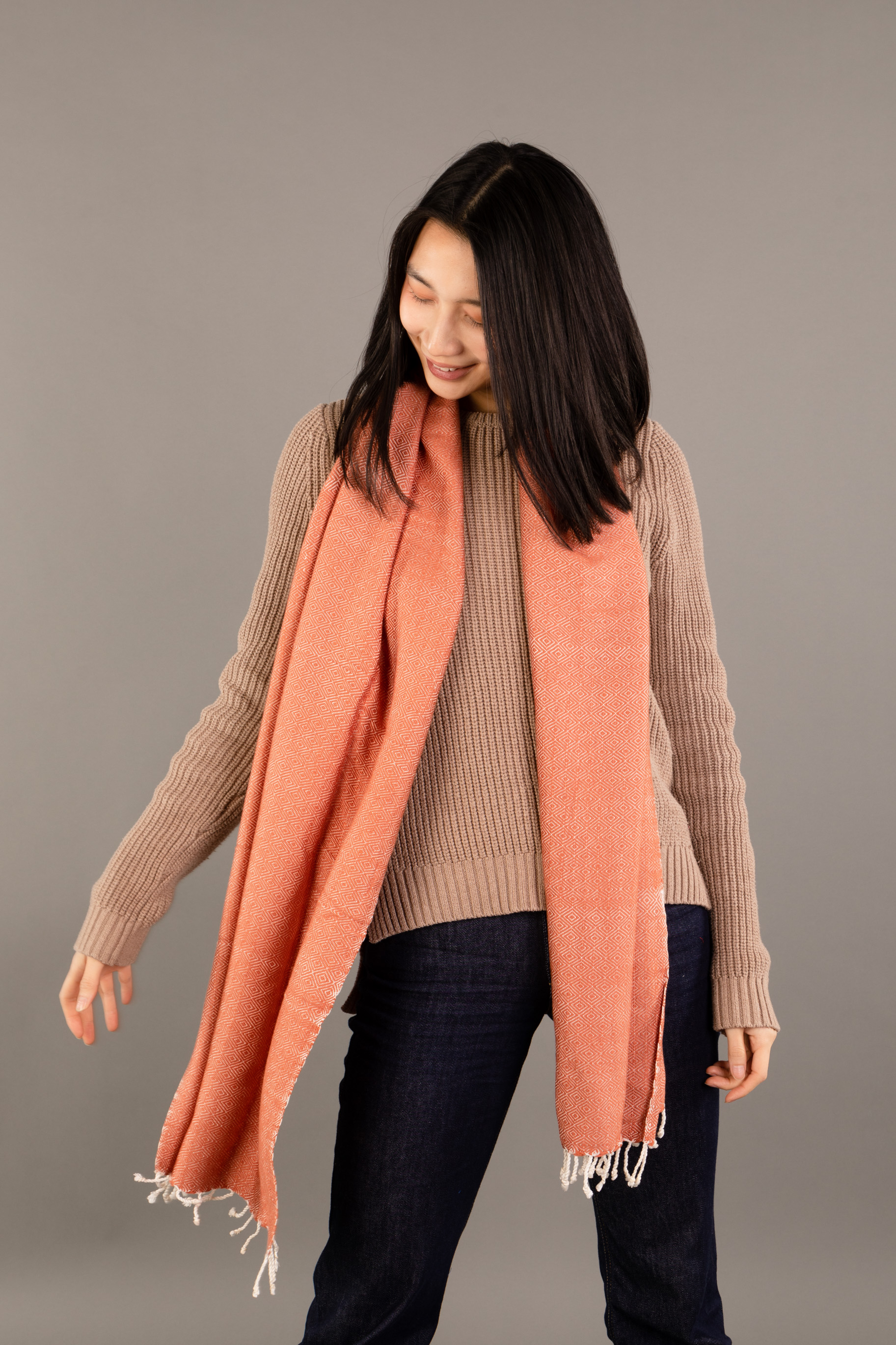 Le Grand Krama Chaud Beige Ocre 4