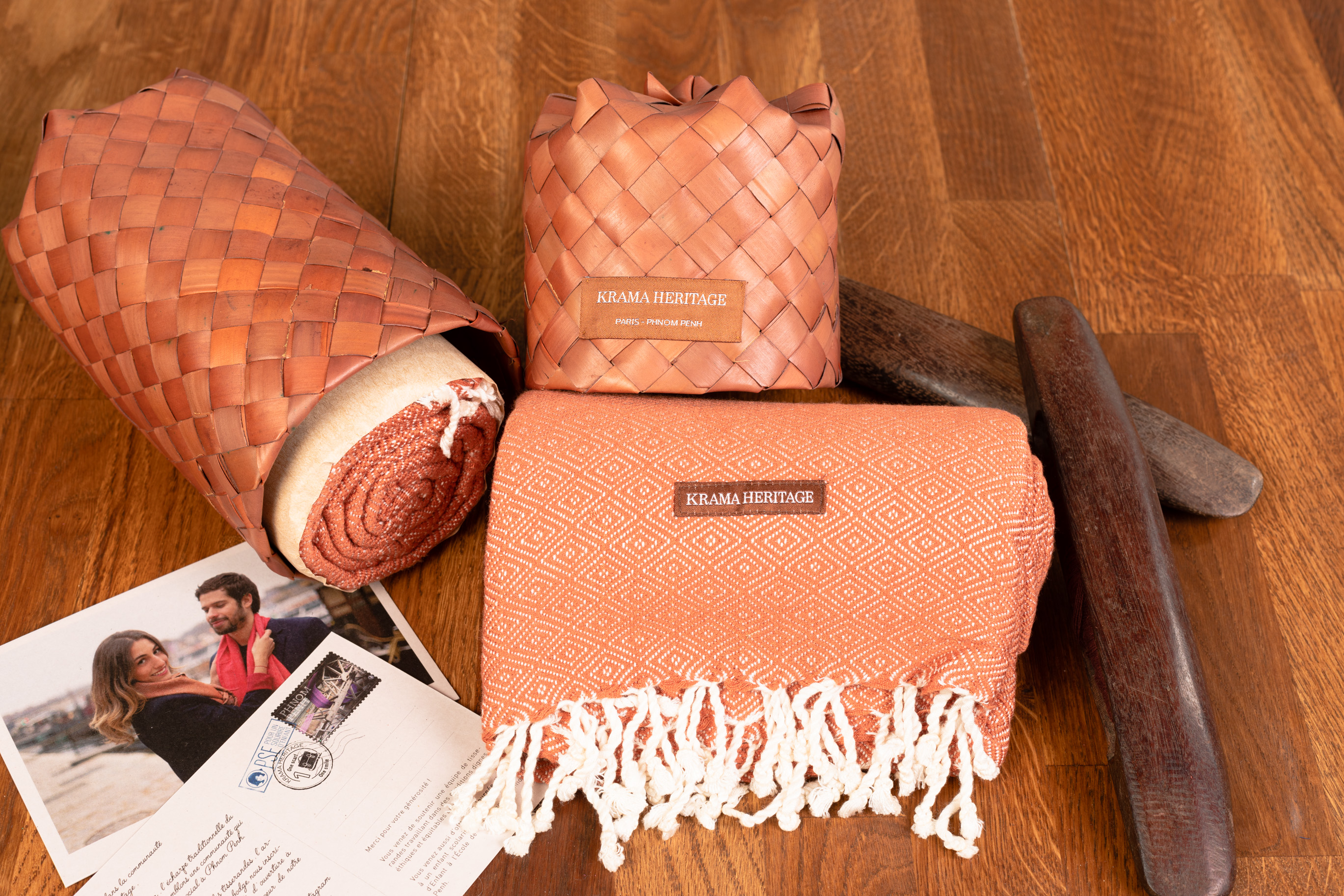 Le Grand Krama Chaud Beige Ocre 2