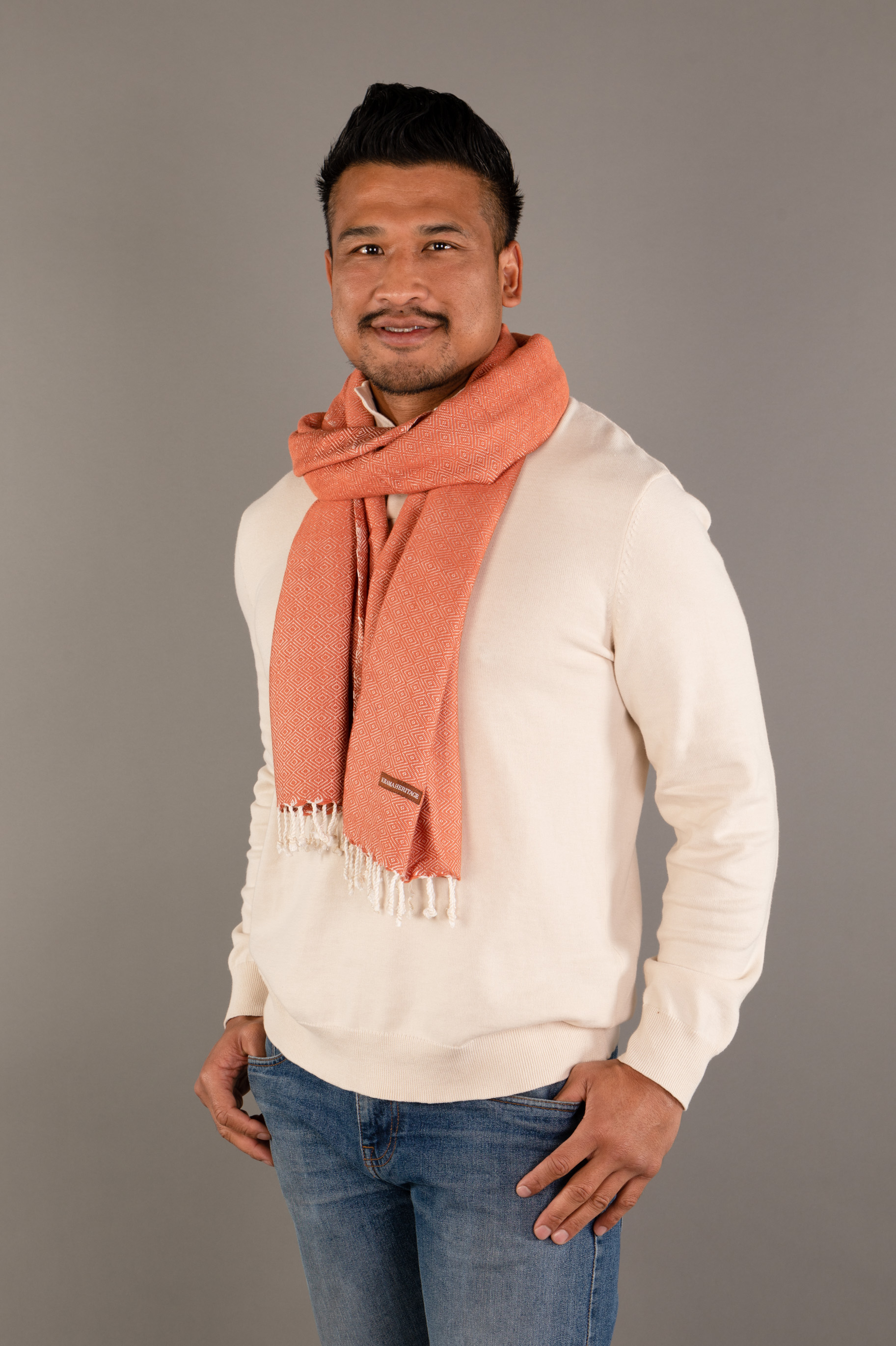 Le Grand Krama Chaud Beige Ocre 3