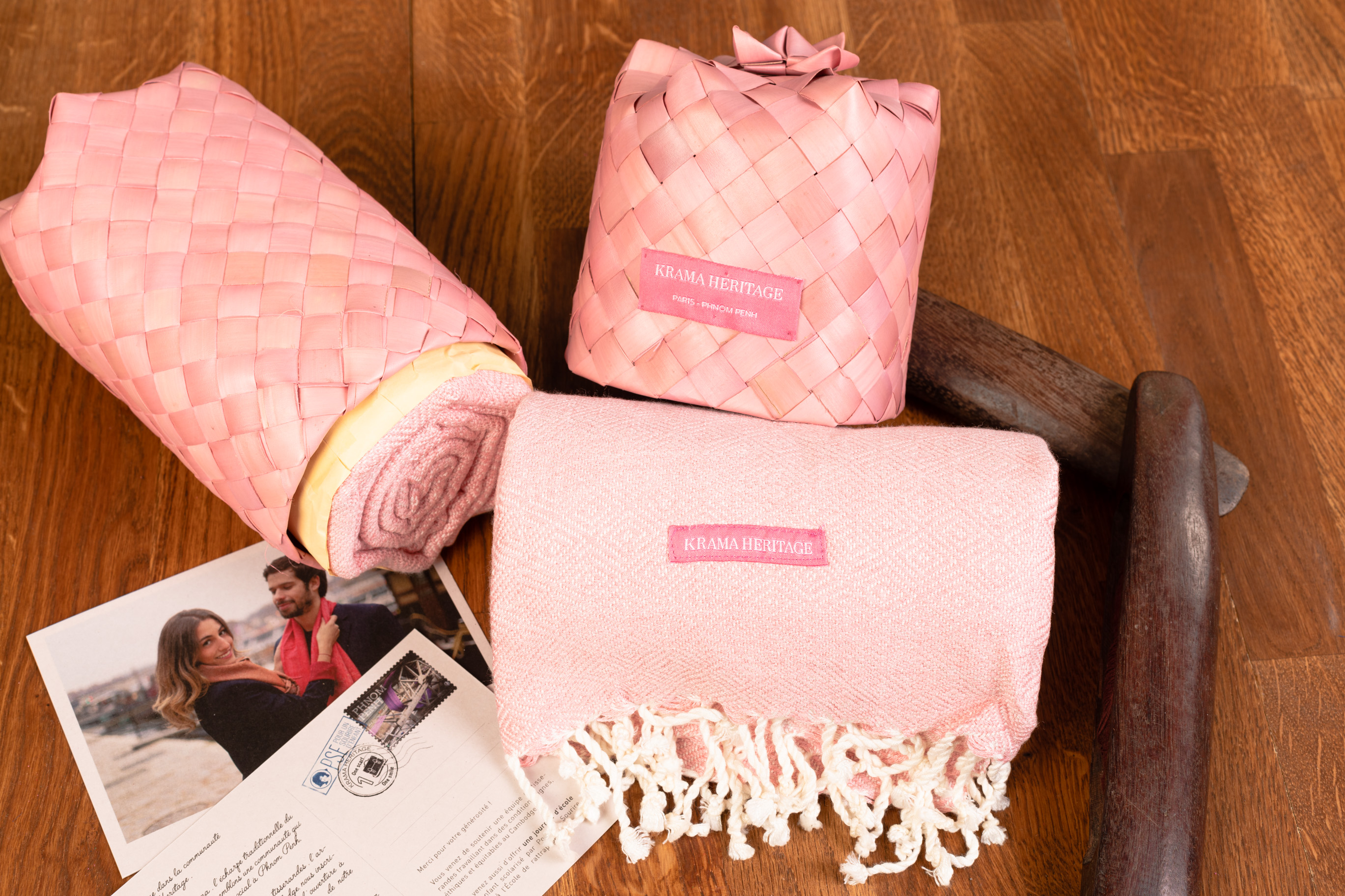 Le Grand Krama Chaud Rose Clair 2