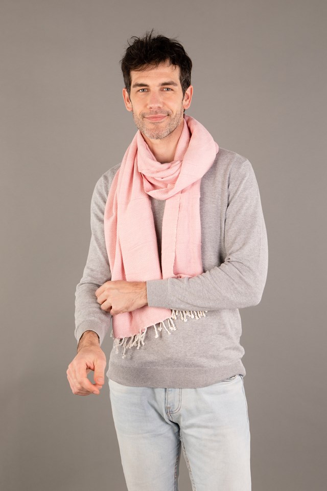 Le Grand Krama Chaud Rose Clair 4