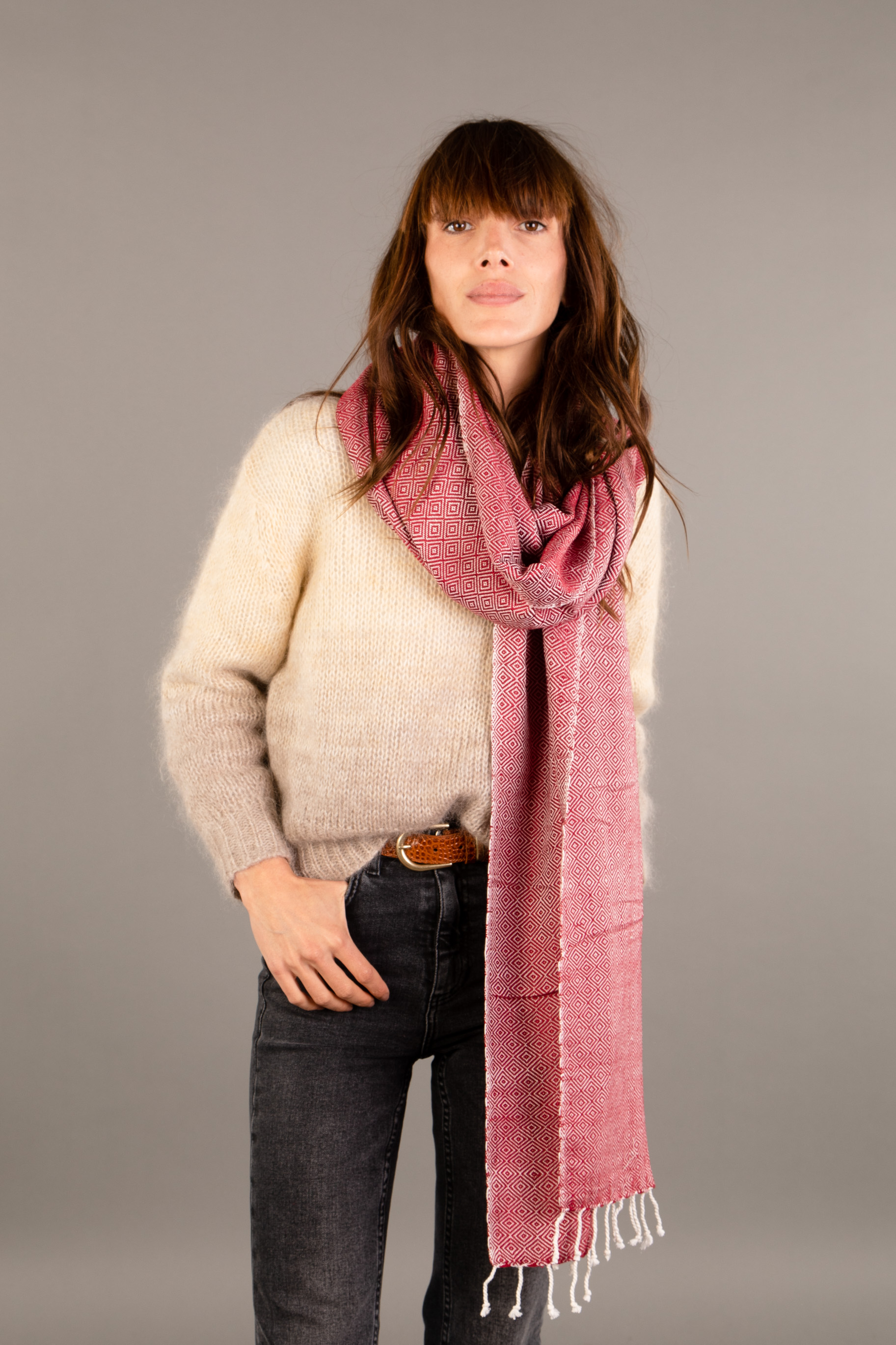 Le Grand Krama Chaud Rouge Brique 5